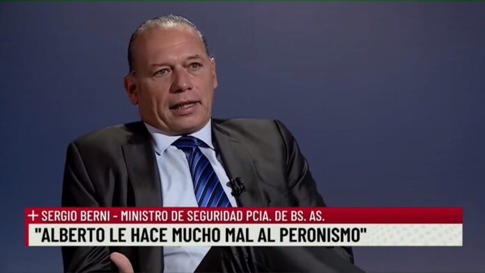 Para el ministro de Seguridad bonaerense, Sergio Berni, es “imposible” una reelección del Presidente. (Captura de video)